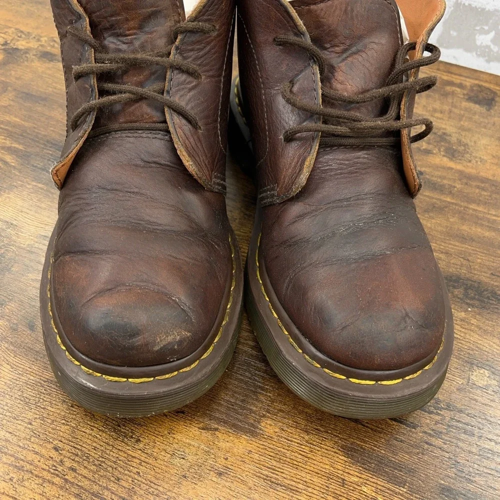 Dr Martens Chukka‎ Boots Men 8 US Ankle Dark Brown Leather Lace Up Mid Top Doc